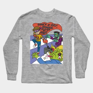 Gamer by day zombie slayer by night - Halloween Gift Long Sleeve T-Shirt